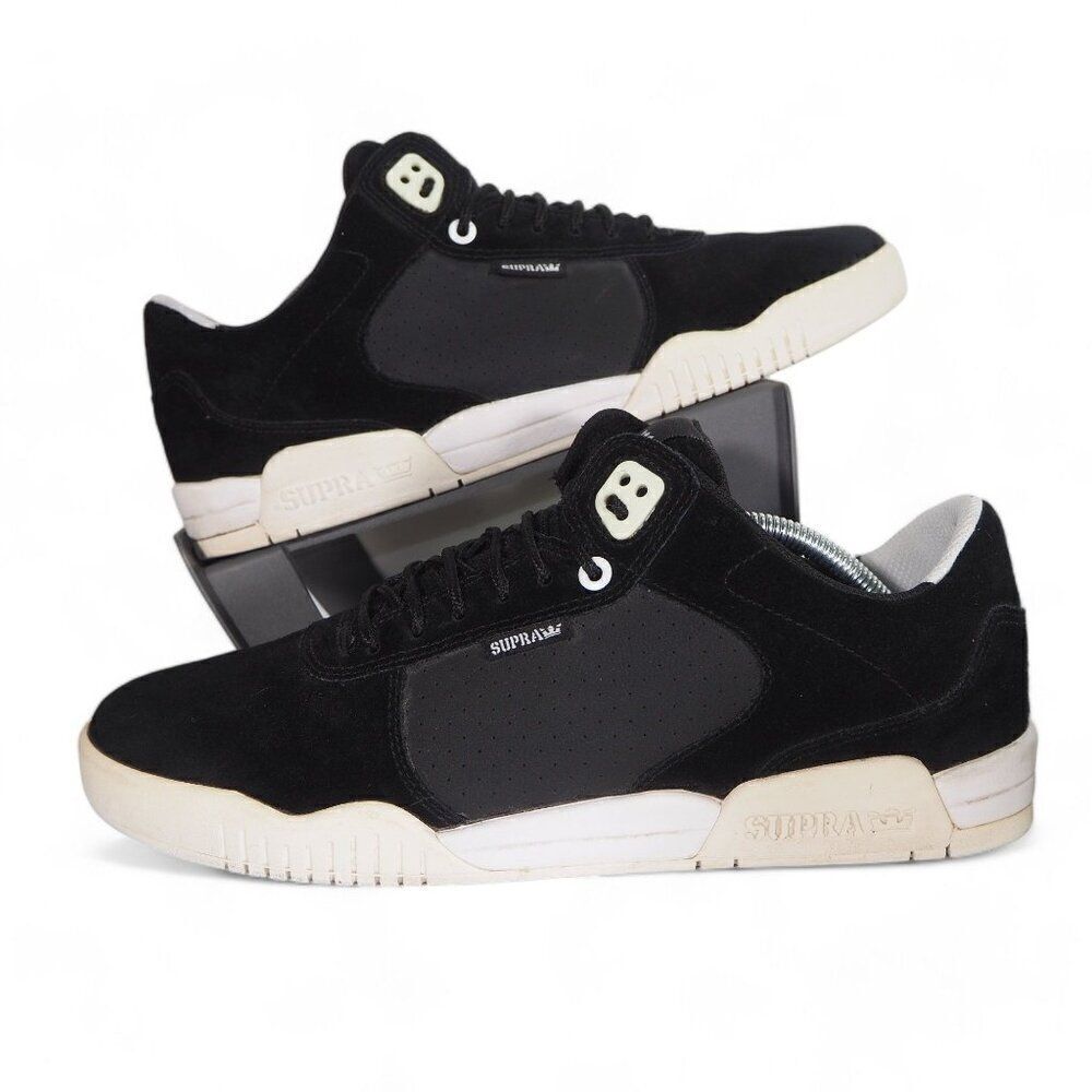 Supra Erik Ellington Pro Suede Skate Shoes Black / White ‎ 08114-002 Men's 12